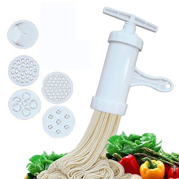 Create Perfect Pasta: Manual Noodle Maker with 5 Molds - Chef's Dream Kitchen