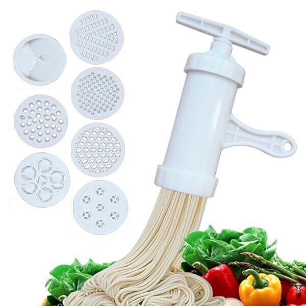Create Perfect Pasta: Manual Noodle Maker with 5 Molds - Chef's Dream Kitchen