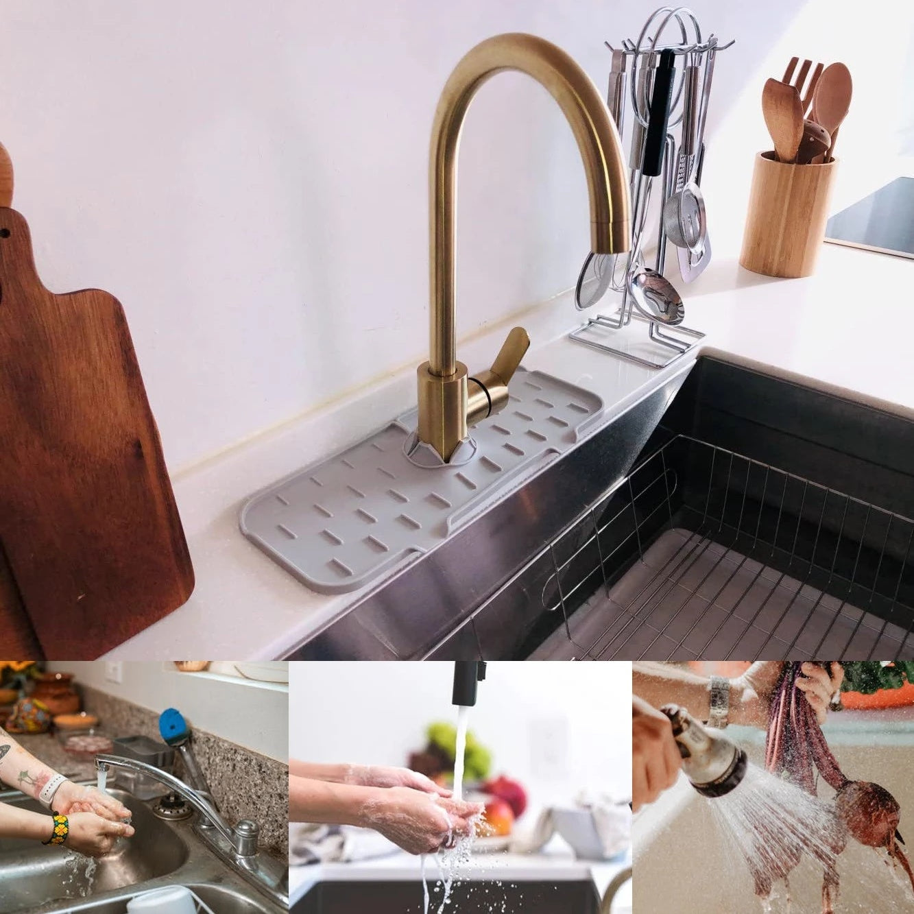 No More Mess: Silicone Faucet Splash Guard & Counter Protector! - Chef's Dream Kitchen