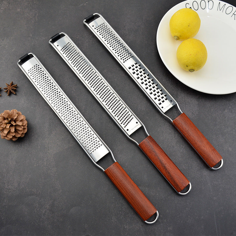 Grate with Ease: Wooden Handle Stainless Steel Cheese Grater! - Chef's Dream Kitchen