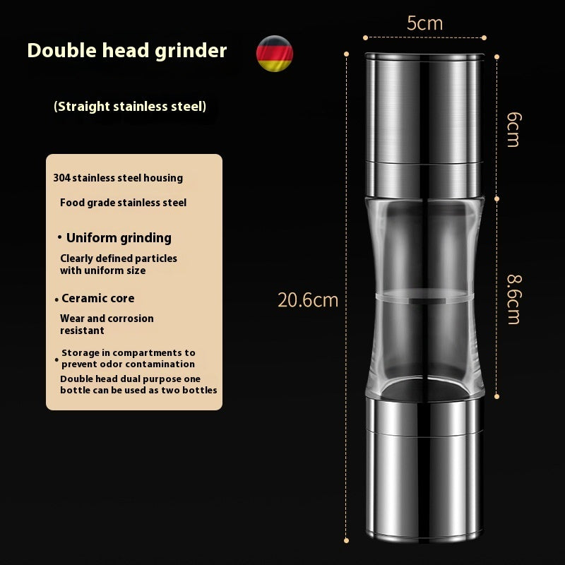 Grind Fresh: Stainless Steel Double-Headed Pepper Grinder! - Chef's Dream Kitchen